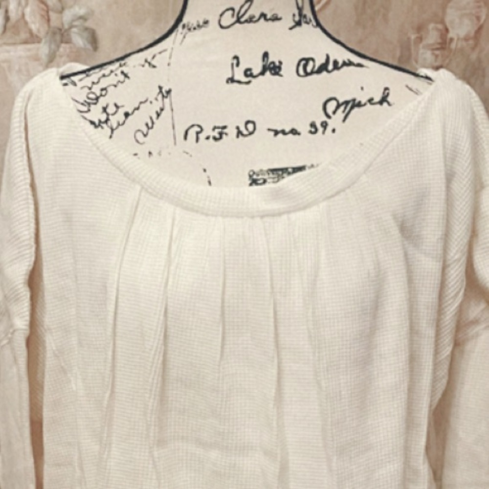 FREE PEOPLE CHERI LONG SLEEVE BUBBLE TOP WHITE MEDIUM - Picture 6 of 8